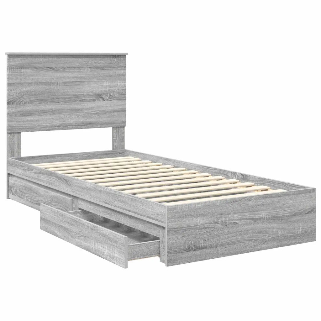 Letto con Contenitore con testiera Grigio Sonoma 90 x 190 cm 3409592
