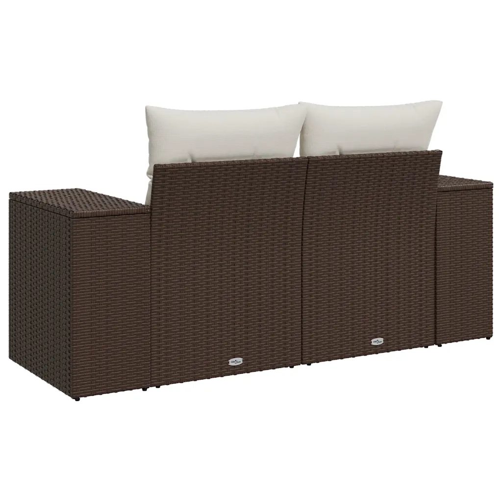 Divano da Giardino a 2 Posti con Cuscini-Sofa da Giardino-Divano da esterno in Polyrattan Marrone 588489