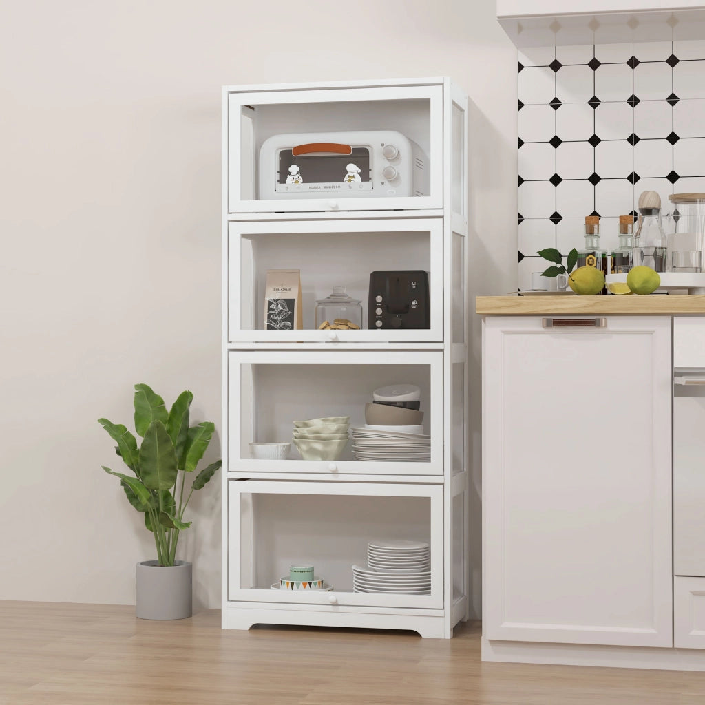 Libreria 4 Livelli con Ante ¨C zephmum ¨C 59x30x139 cm Bianco