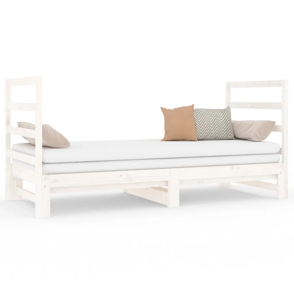 Dormeuse Estraibile Bianca 2x(90x190) cm Legno Massello di Pino 3124763