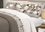 Completo Lenzuola Linea Pensieri Delicati 100% Cotone Disegno Gnomi - Singolo - Beige