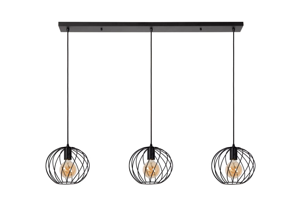 Lampada sospensione DANZA nera metallo 3xE27 40W Lucide