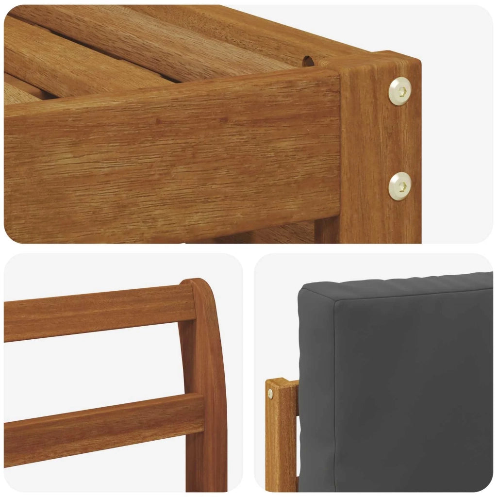 Set divani 5 pcs Naturale e Antracite Legno di Acacia Massello 3374652