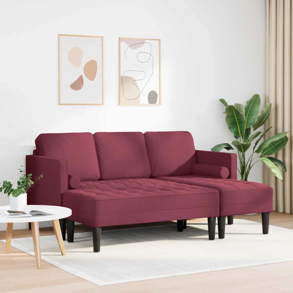 Set di divani con cuscino 2 pcs Rosso Vino Poliestere 3329255