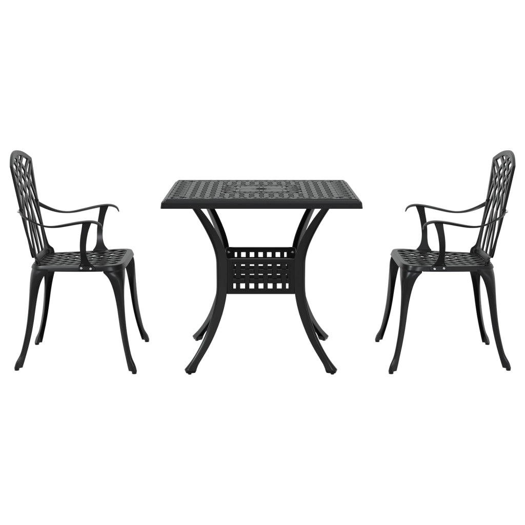 Set Bistro da Giardino in 3 Pezzi in Alluminio Fusso Nero di