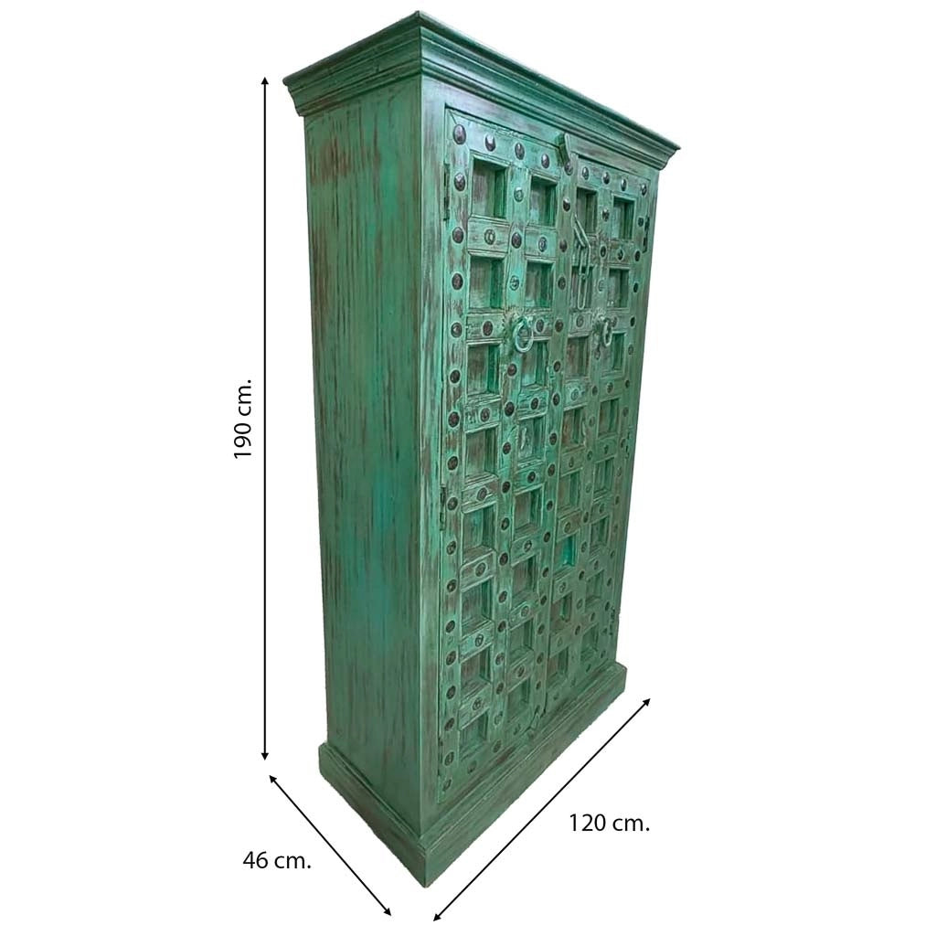 Armadio in legno con finitura artigianale marrone, 120x46x170h cm