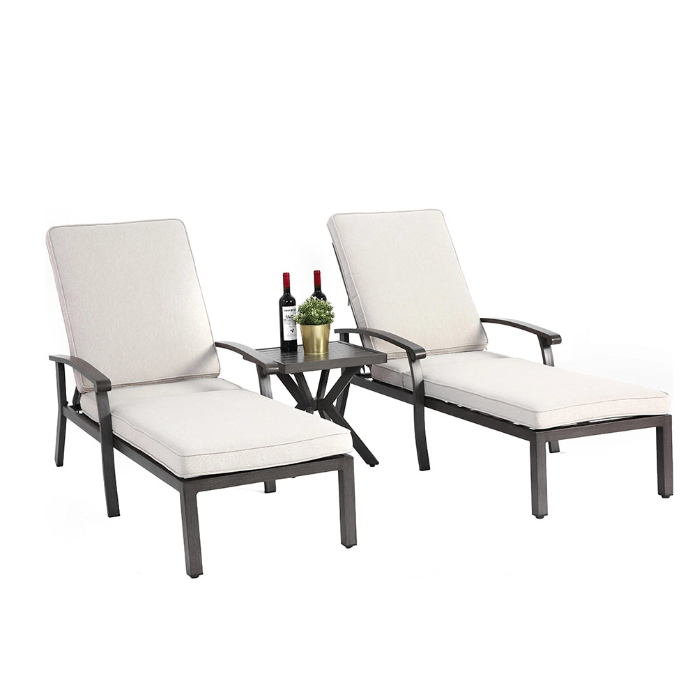 Chaise longue patio inclinabile - Xylo - Cuscino impermeabile beige