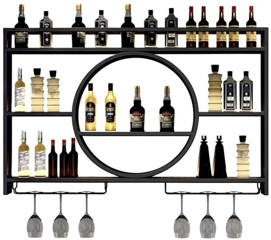 Barplanken Scaffali per Vino per Bar, Ristorante, Interno (Nero, 100 * 15 * 80)