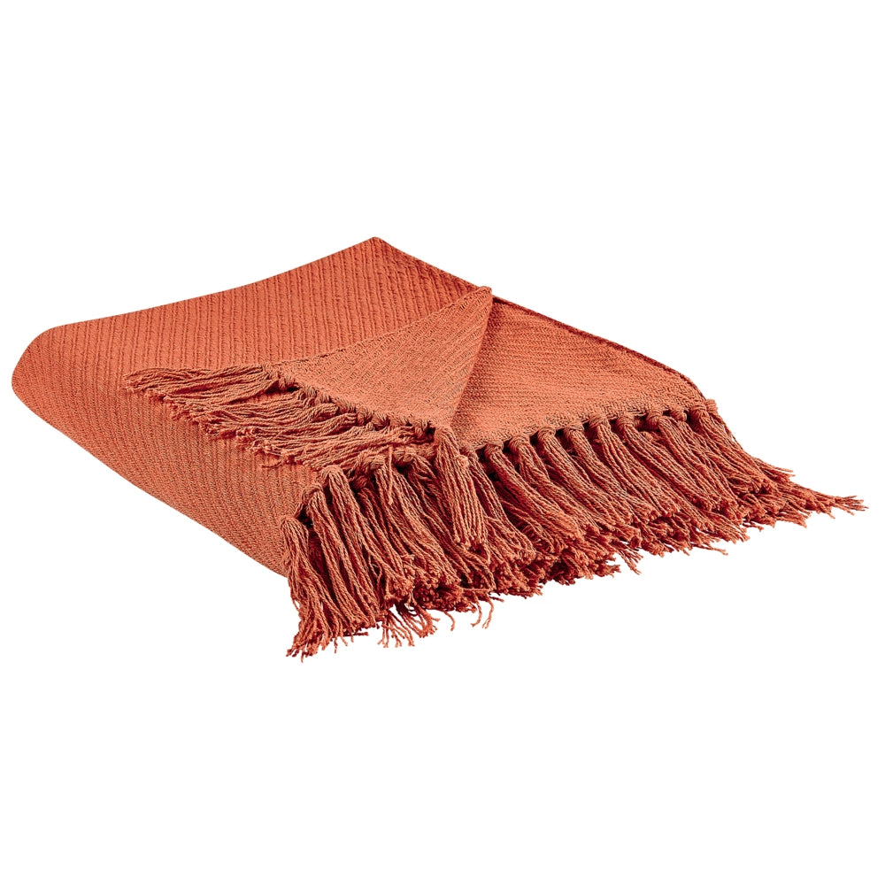 Coperta rossa in cotone e con frange fatta a mano 125 x 150 cm soggiorno camera da letto divano