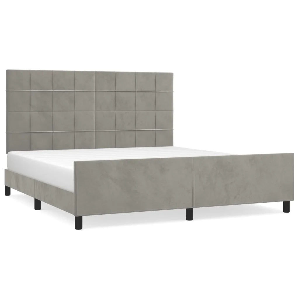 Giroletto con Testiera Grigio Chiaro 180x200 cm in Velluto cod mxl 60930