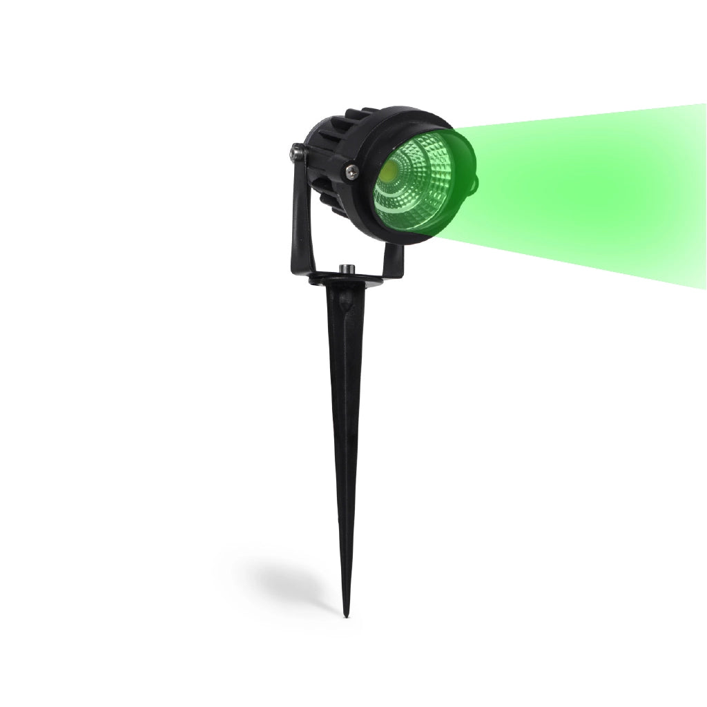 Faretto Segnapasso led 5w cob led da giardino con picchetto e luce verde