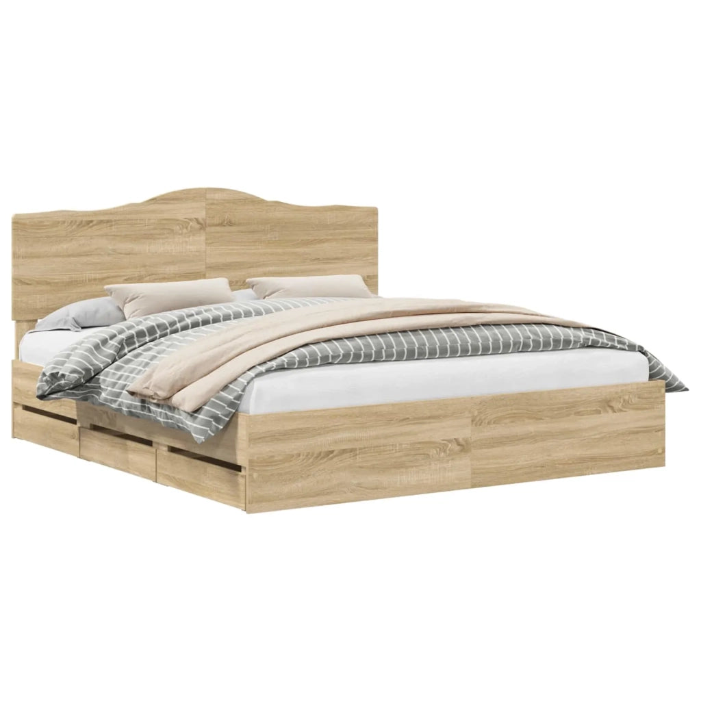 Struttura del letto con cassetto Rovere Sonoma 200 x 200 cm 3413382