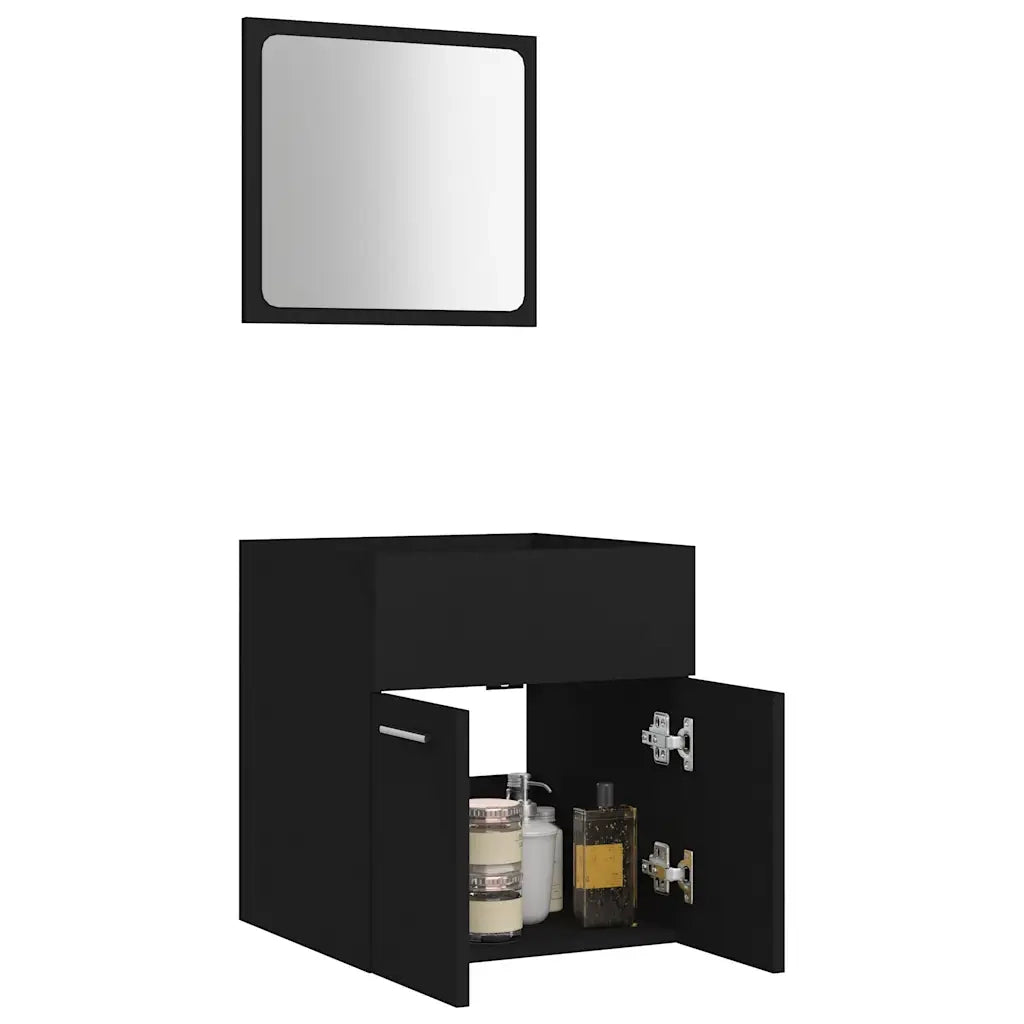 Set Mobili da Bagno 2 pz Nero in Truciolato cod mxl 59218