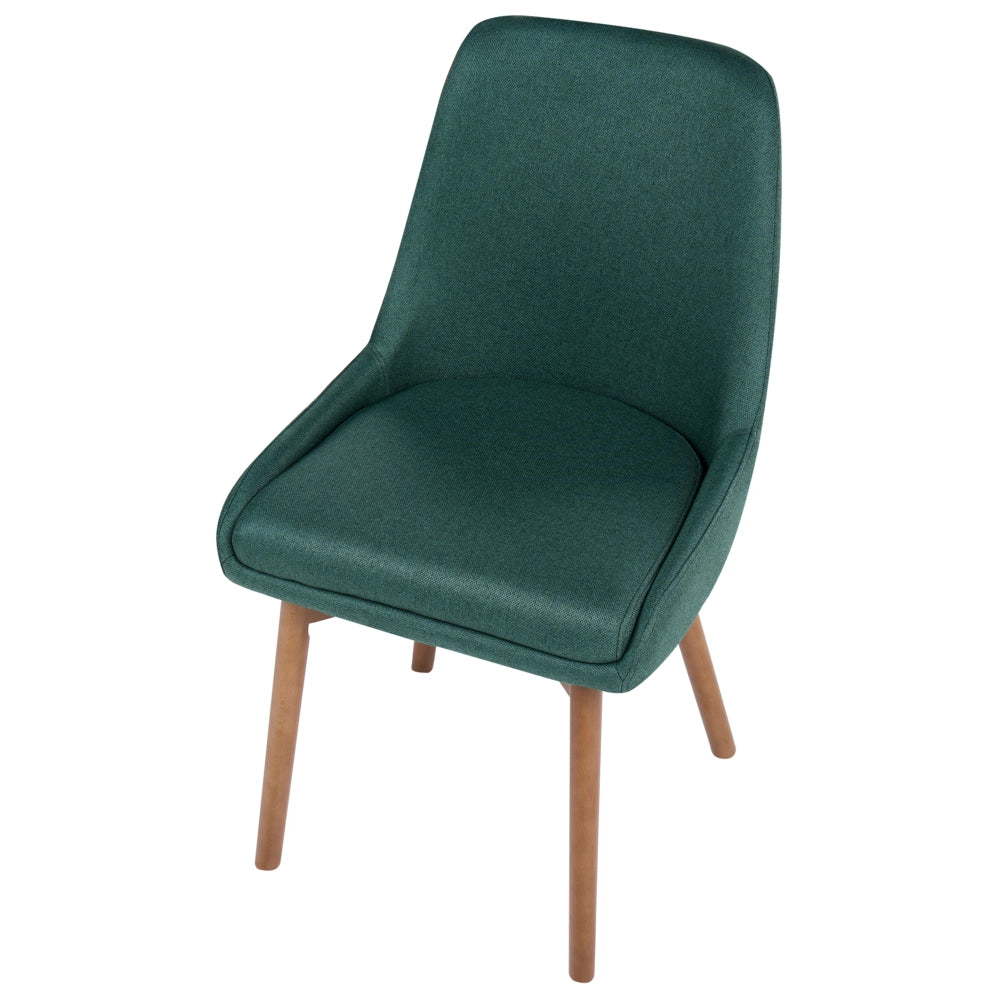 Set di 2 sedie Tessuto in poliestere verde Gambe in legno massello scuro Sedile spesso imbottito