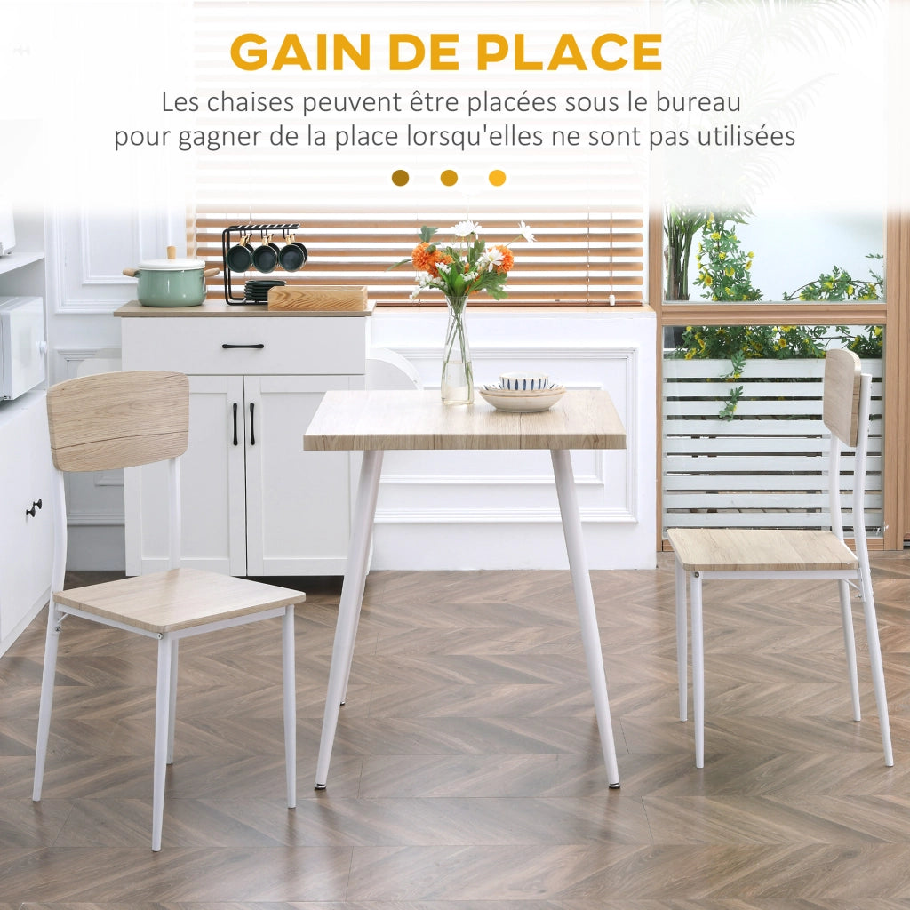 Tavolo da pranzo con 2 sedie ¨C zephmum ¨C bianco metallo MDF