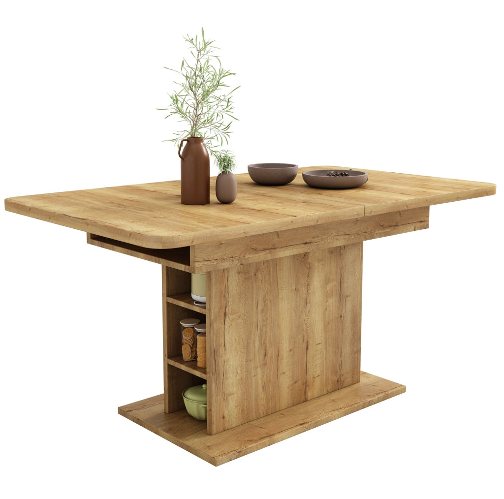 Tavolo da pranzo allungabile 110/130 x 70 x 75 cm in truciolare e metallo; naturale