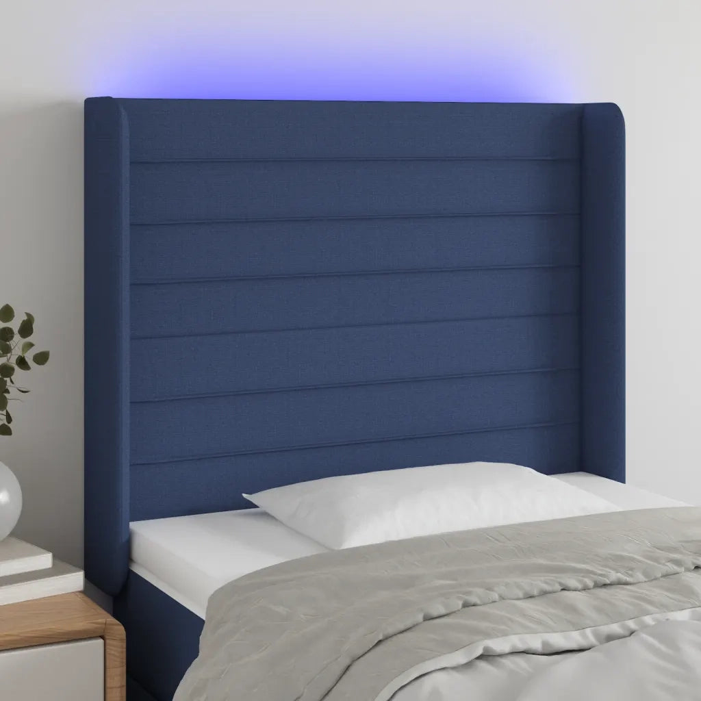 Testiera a LED-Testata con LED Blu 93x16x118/128 cm in Tessuto 401746