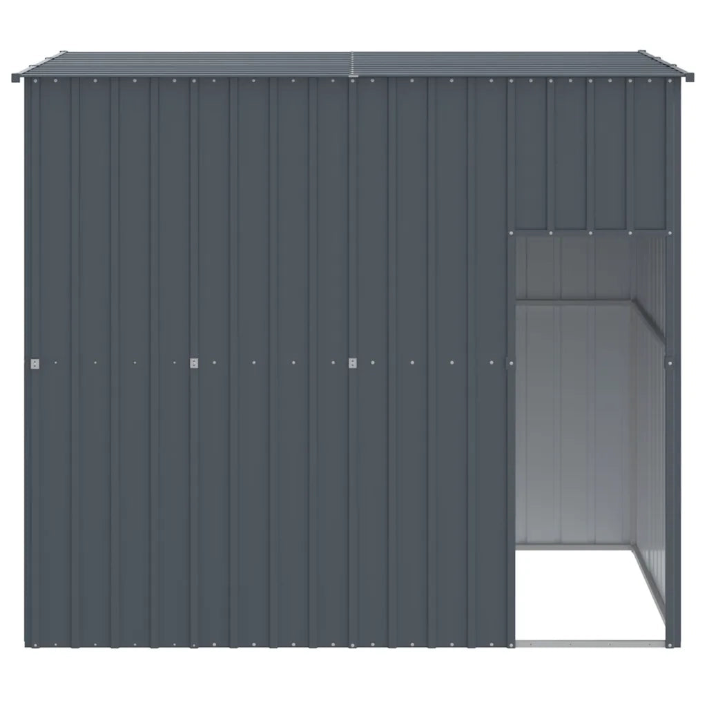 Casetta Cani con Tetto Antracite 214x153x181 cm Acciaio Zincato 172371