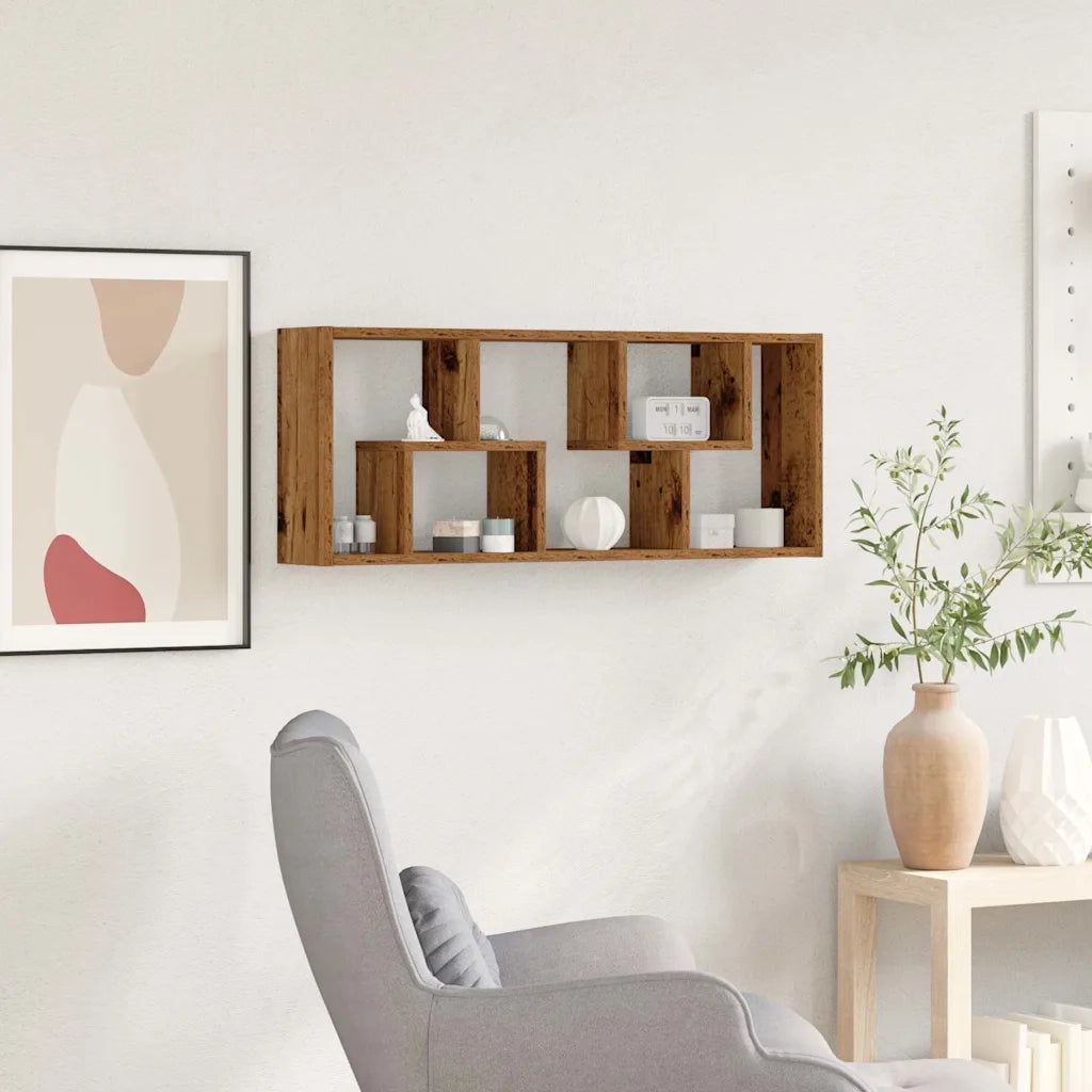 Mensola da parete in legno antico 36x16x90 cm in legno ingegnerizzato 862048