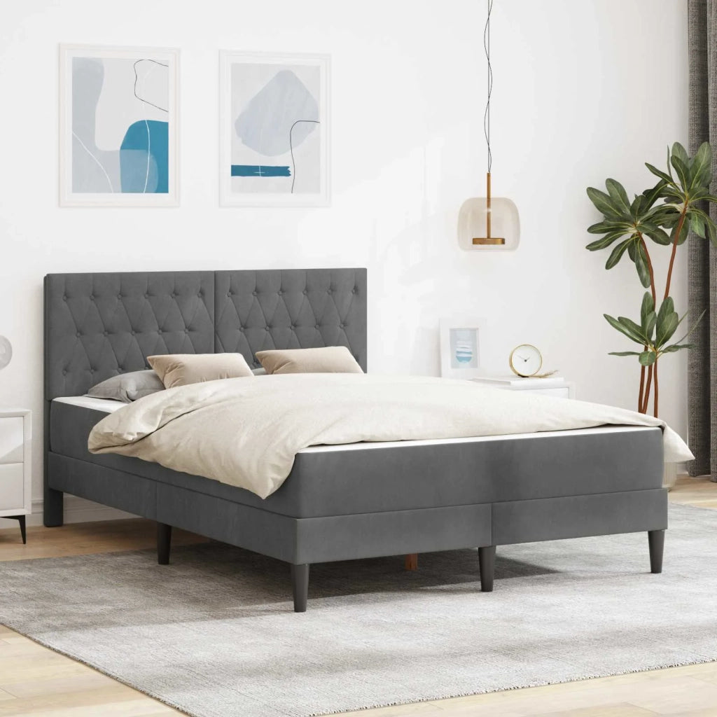 Struttura letto con materasso-Giroletto Grigio scuro 120 x 190 cm Velluto 597612