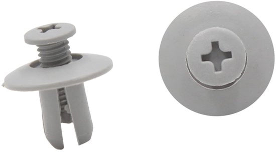 Viti a clip per montaggio zoccoli laterali e parafanghi - 20 pezzi - 8 mm - plastica - grigio