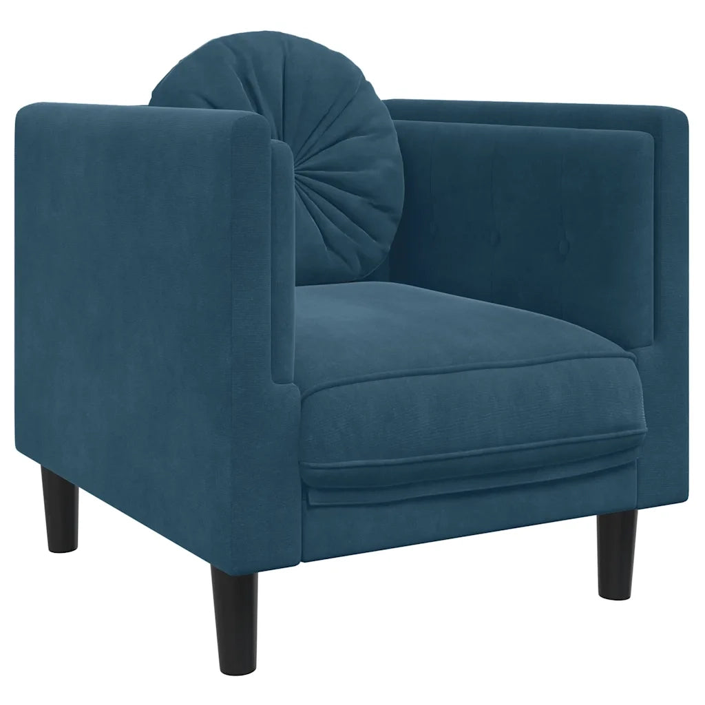 Divano Sedia-Poltrona con Cuscino Blu in Velluto