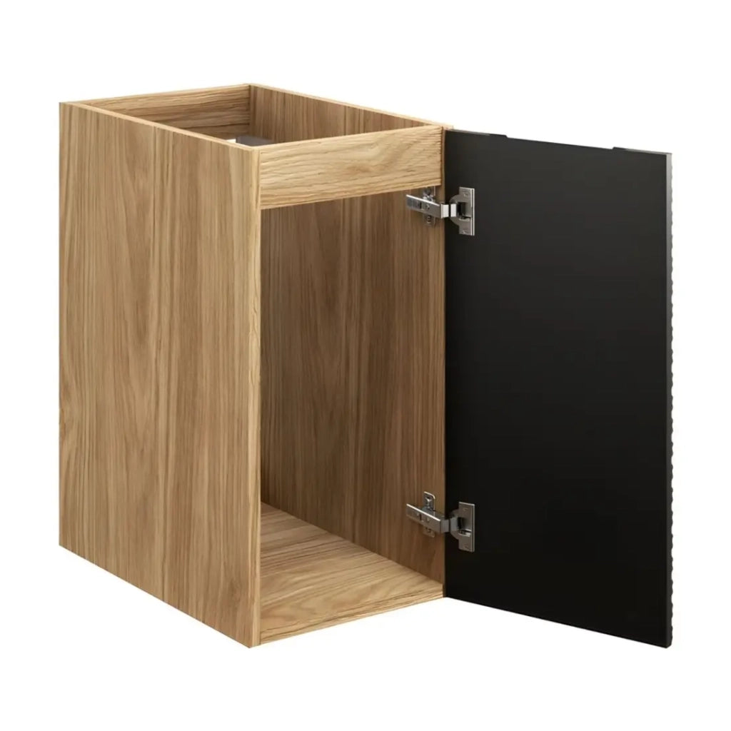Mobile da parete YOKA – 1 anta – Rovere chiaro e nero – L30 × P46 × H57 cm – Da appendere
