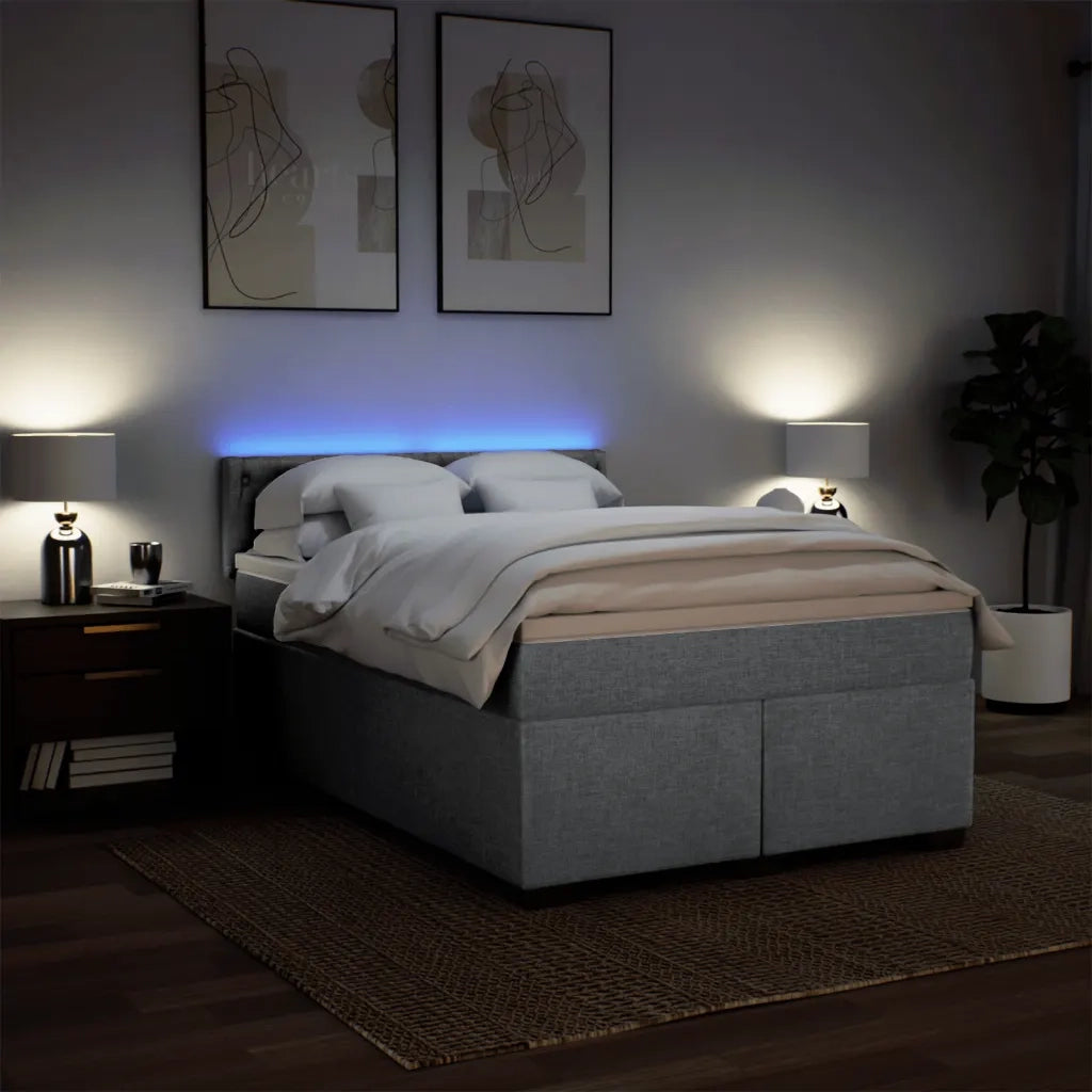Giroletto a Molle con Materasso Grigio Chiaro 140x200cm Tessuto 3288218