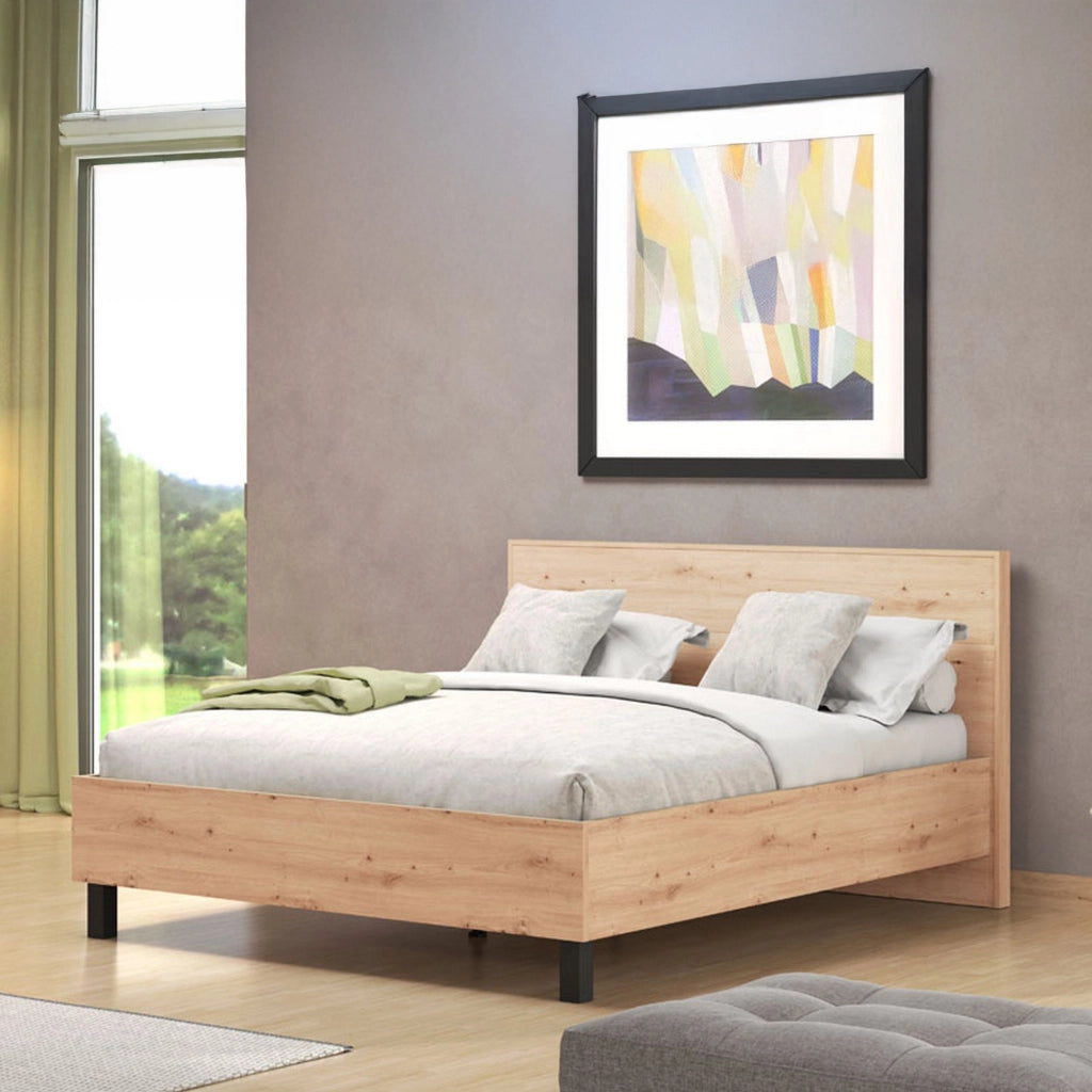 Letto Matrimoniale Coazze, Letto Matrimoniale Dimensione Materasso 160x200 cm, Marrone Rovere Nodi