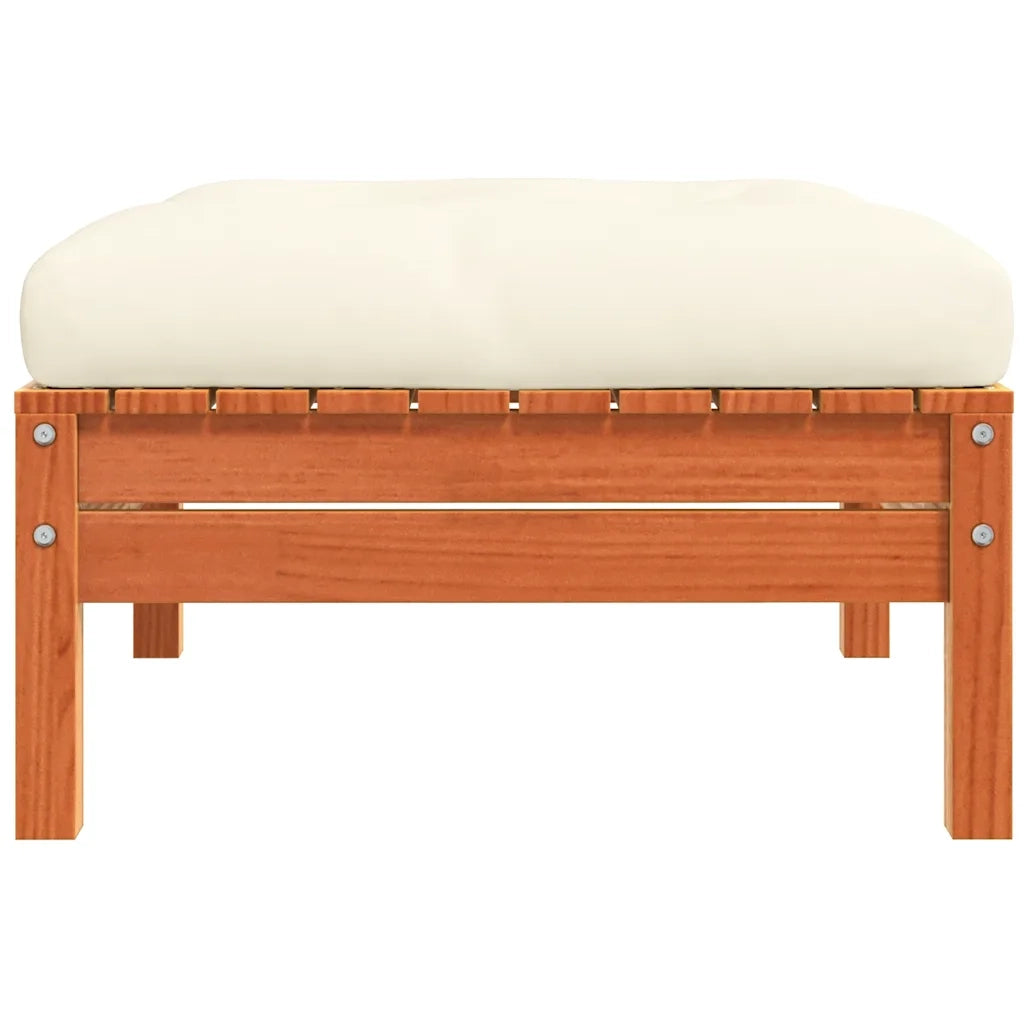 Sedia da giardino-Poggiapiedi da Giardino con Cuscino Marrone Cera Massello Pino 305317