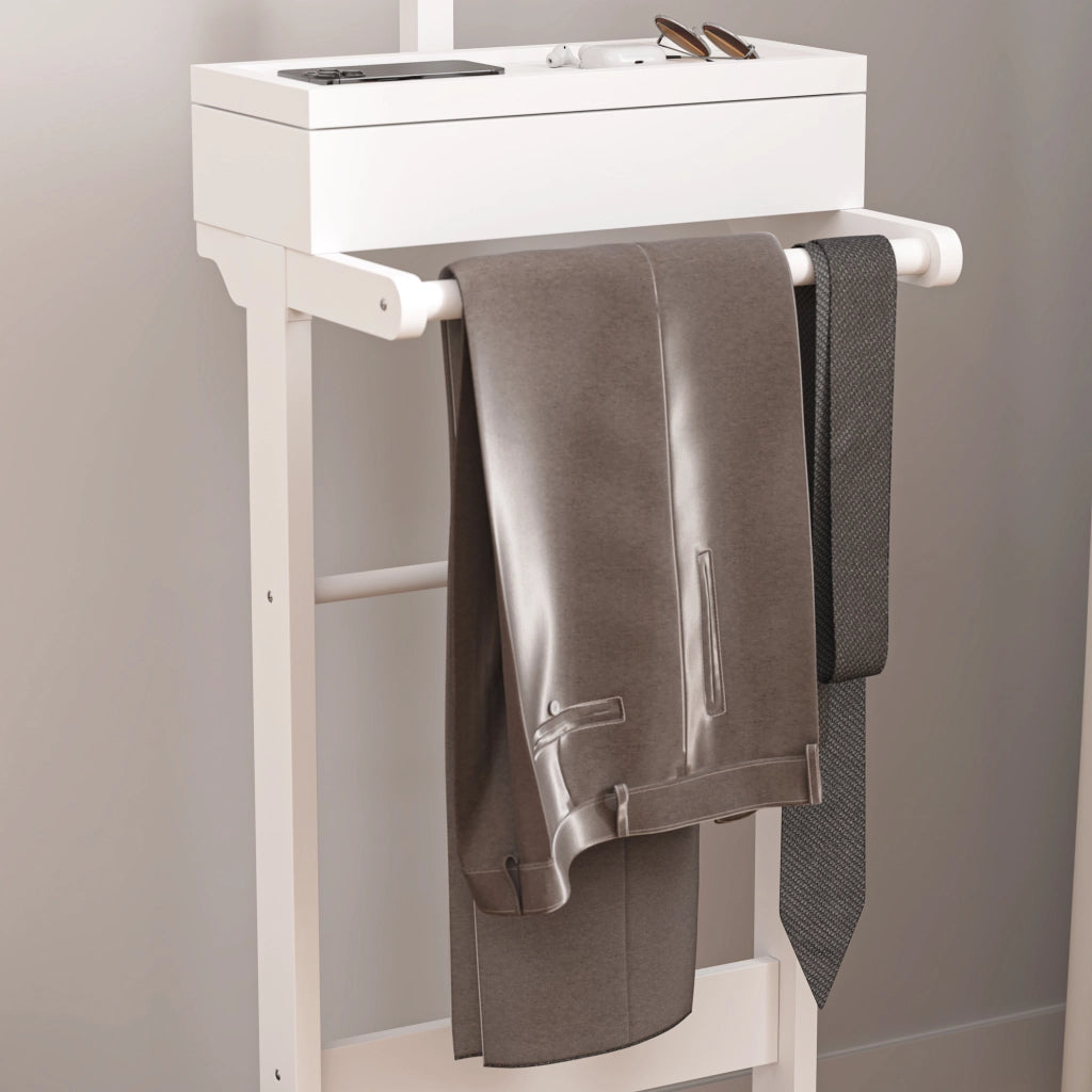 Appendiabiti verticale bianco con cassetto e organizer, struttura leggera in MDF