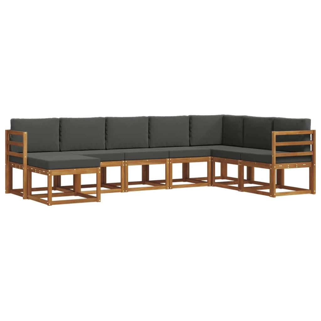 Set di divani da esterno con cuscino 8 pcs Naturale e Antracite