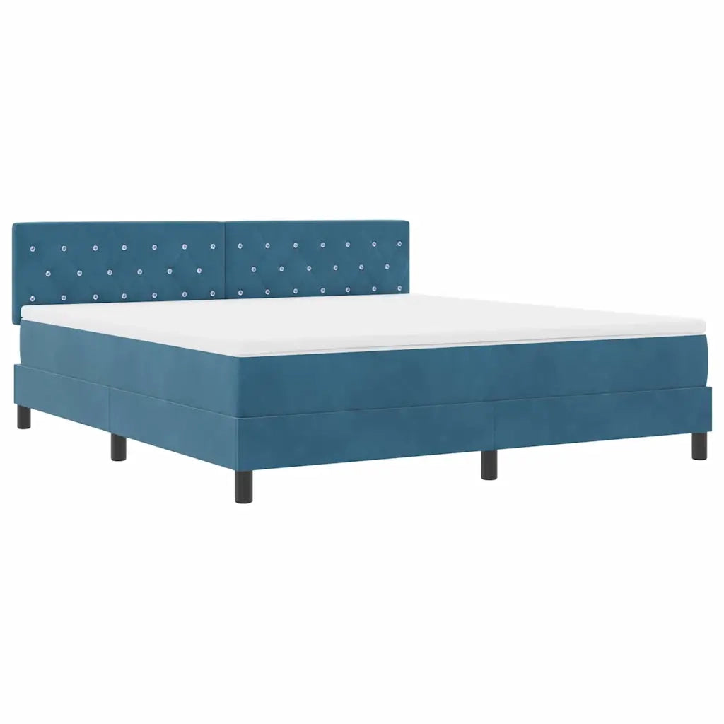Letto a Sorgente LED con led Blu Scuro 180 x 200 cm Velluto