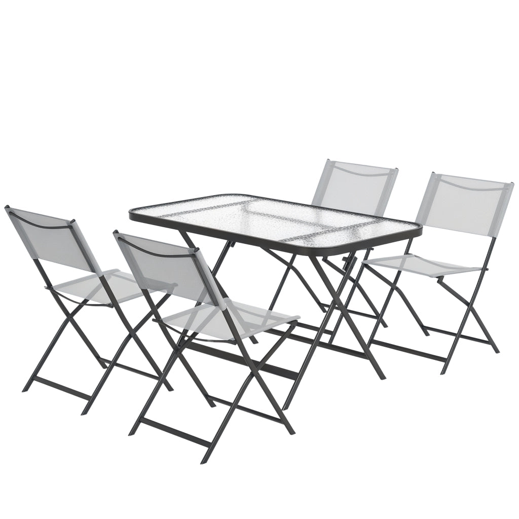 Set Tavolo e Sedie da Giardino Pieghevole ¨C Zephmum ¨C Grigio, Vetro Temperato