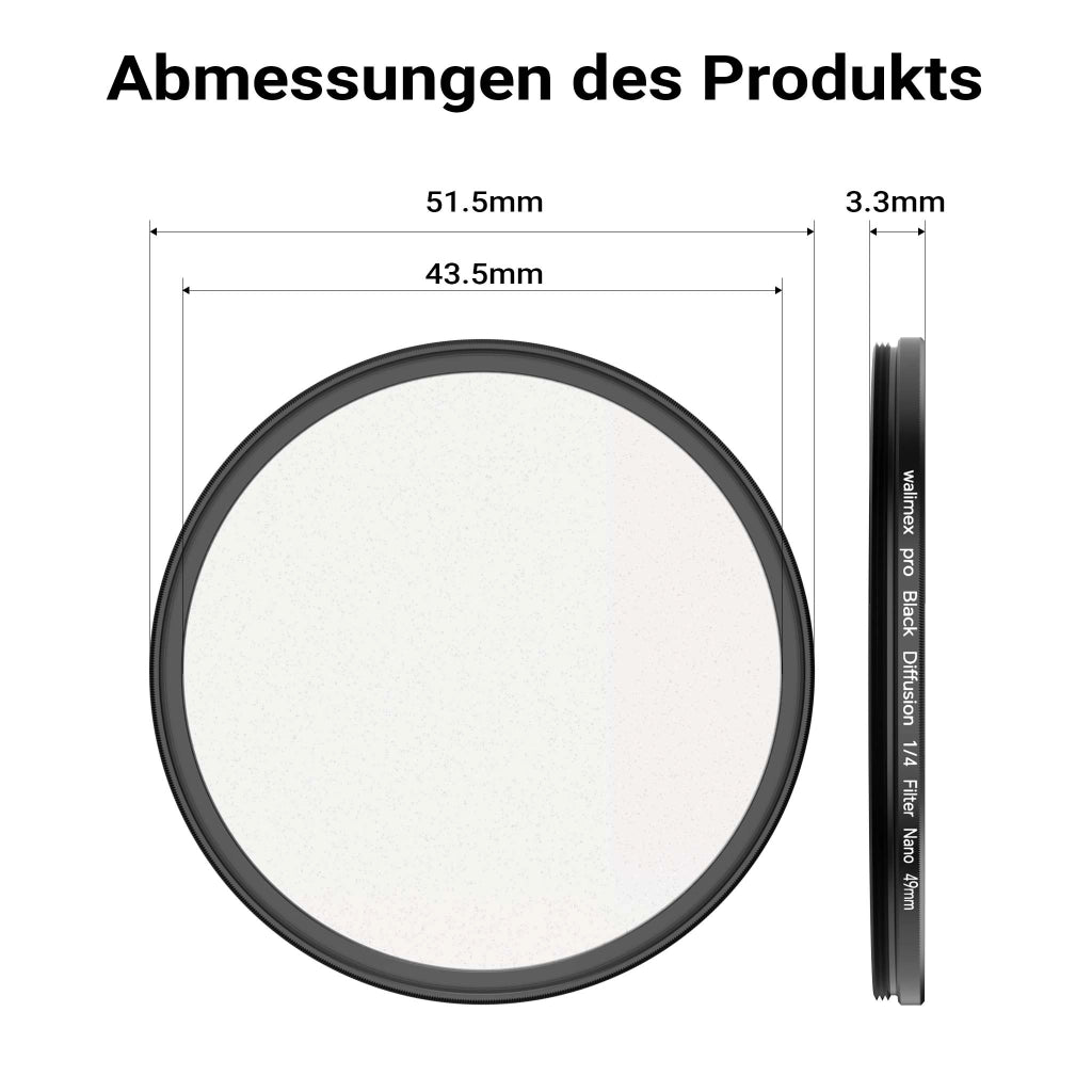 Black Diffusion 1/4 Filtro diffusore da 49 mm, lente antigraffio e antiriflesso con rivestimento nano a 18 strati, montatura slim da 3,3 mm - Per ritratti e videoclip