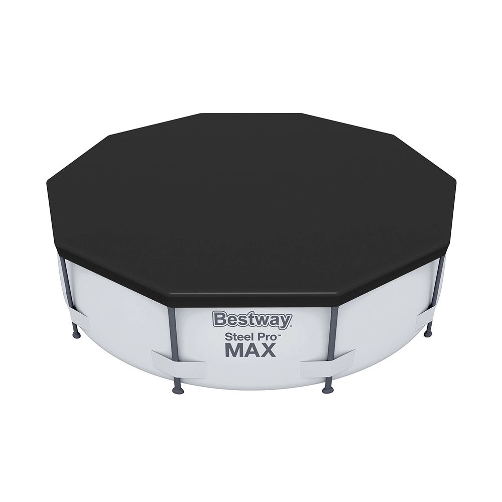 Trade Shop - Telone Copertura Per Piscine Fuori Terra In Pvc ø 305 Cm Nero Con Telaio Rotondo 58036 -