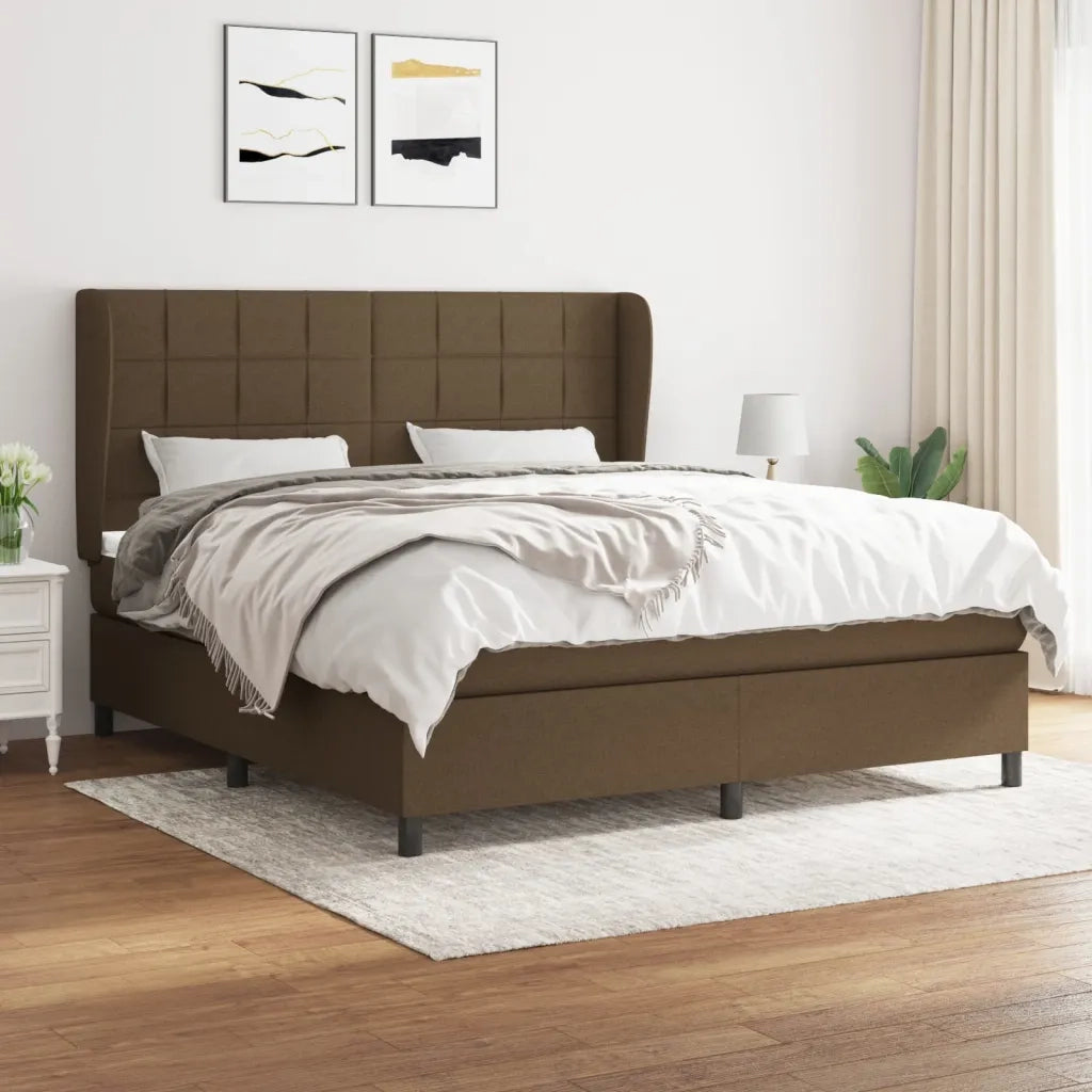 Giroletto a Molle con Materasso Marrone Scuro 160x200cm Tessuto 3127976