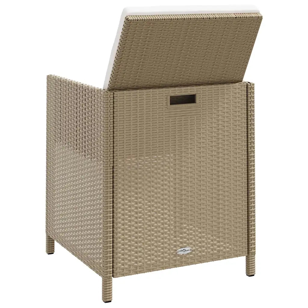 Sedie da Giardino con Cuscini 4 pz | Sedie da Esterno in Polyrattan Beige