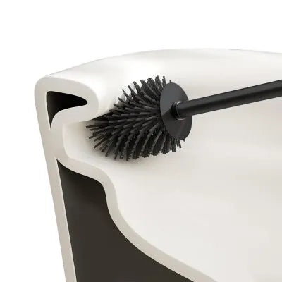 Scopino di ricambio per wc con setole in silicone e manico nero in acciaio