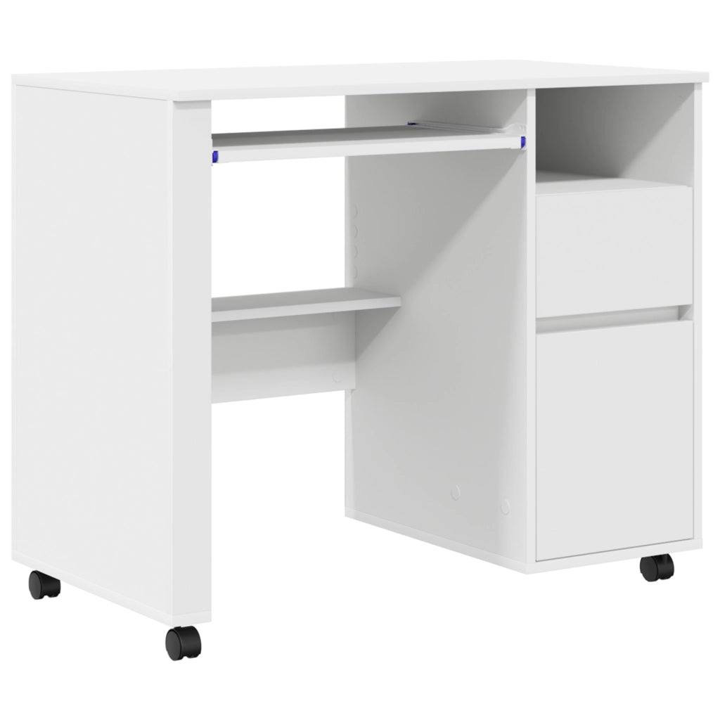 Scrivania Bianca con Cassetti Bianca MDF, Truciolare Standard