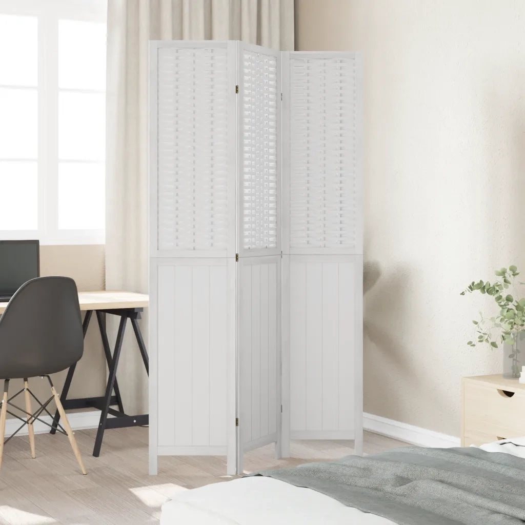 Divisorio Ambienti | Divider per stanze | Paravento 3Pannelli Bianco Legno Massello di Paulownia