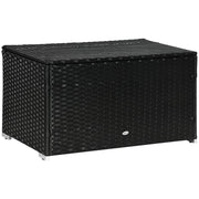 BAULE DA GIARDINO IN RATTAN E ACCIAIO CON COPERCHIO 95 X 60 X 58 CM NERO