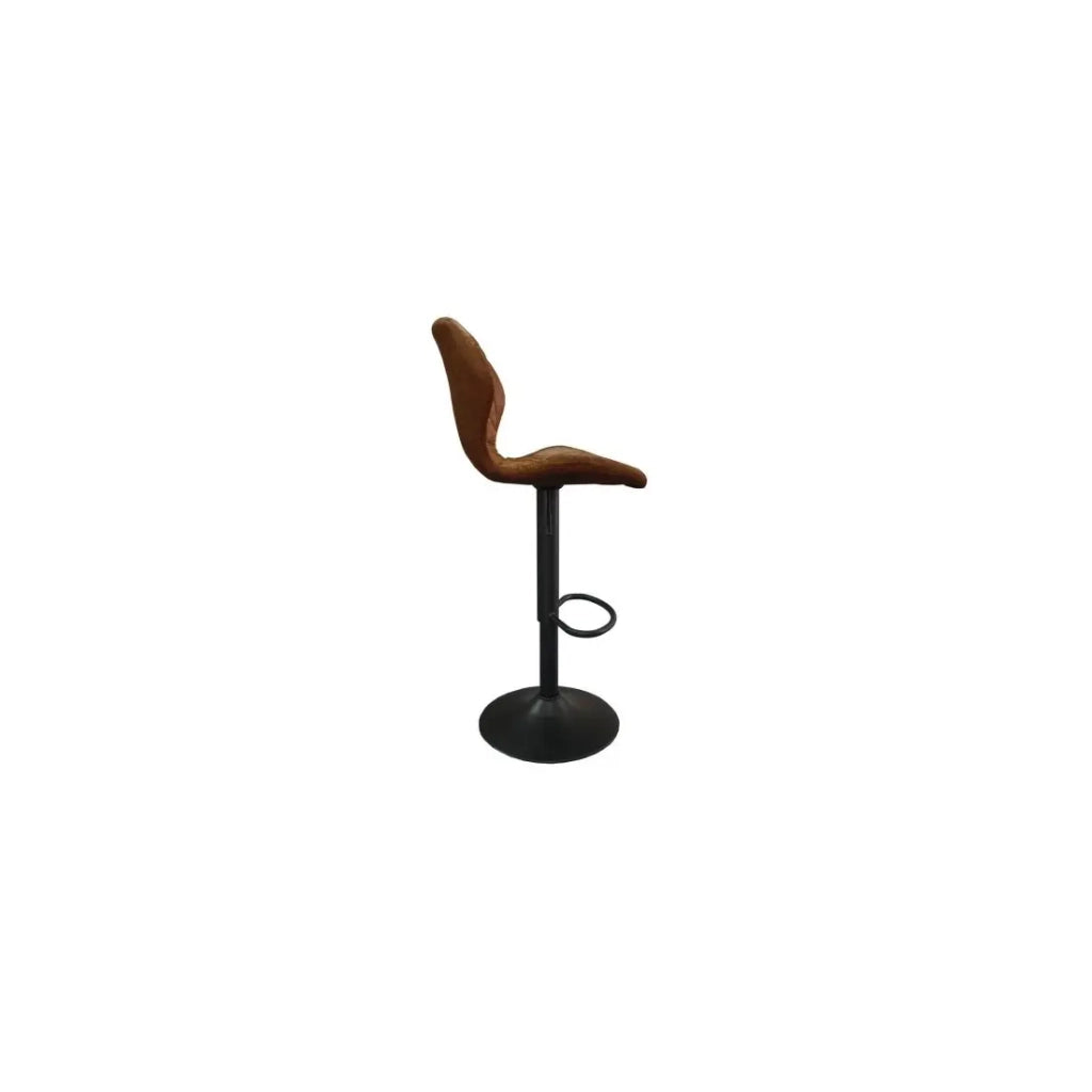 Sgabello da bar MABEL - PU cognac - Altezza regolabile 90-111 cm - Piedi in metallo - Stile vintage