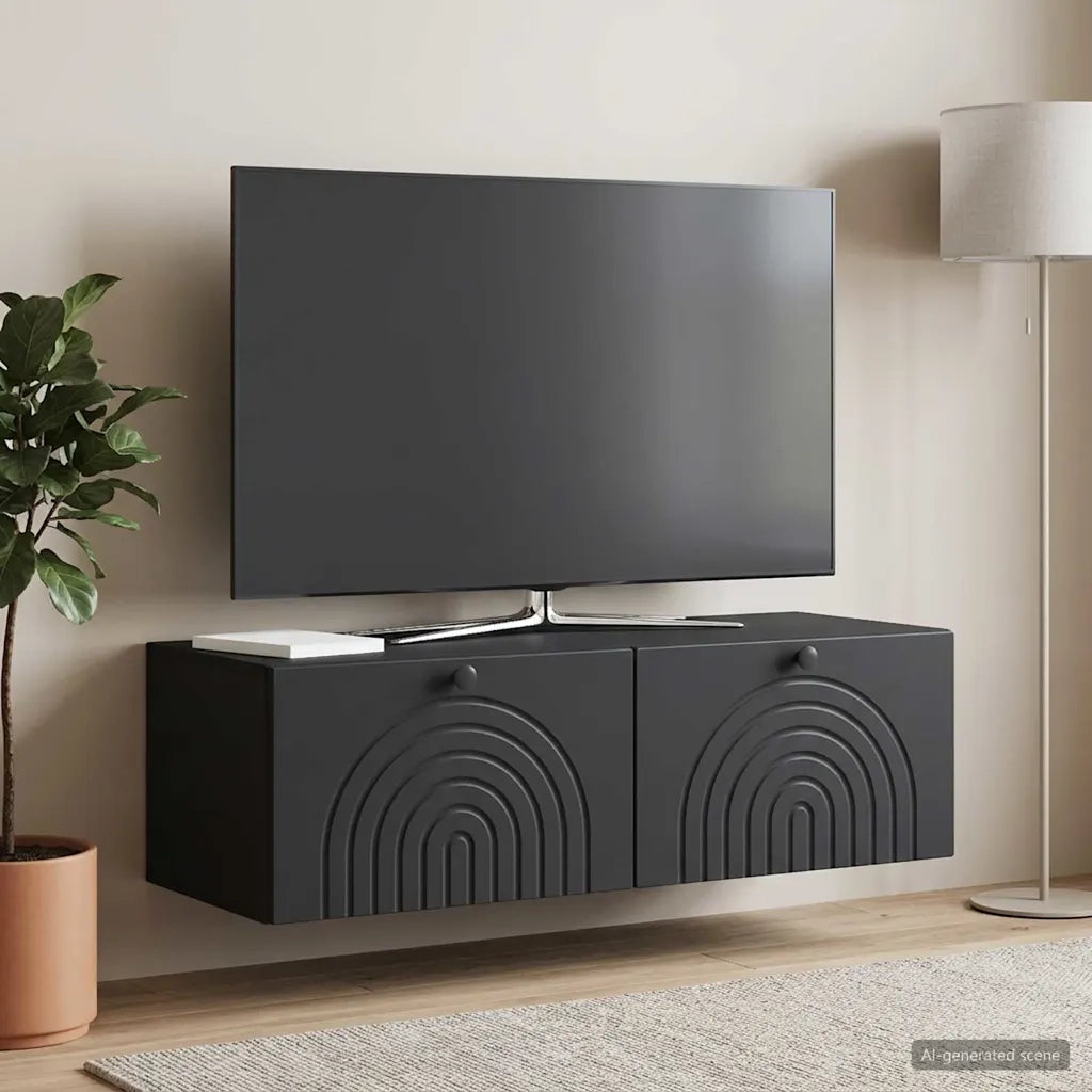 Mobile Porta TV da Muro Montaggio a parete Nero 99 x 41 x 30 cm 898186