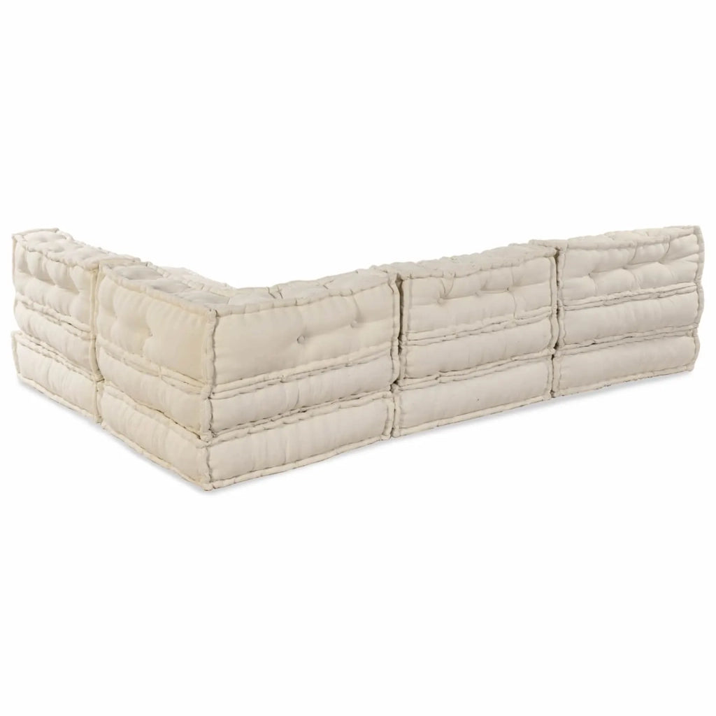 Unità di Divano Modulare 4 pcs Crema Tessuto 3315063