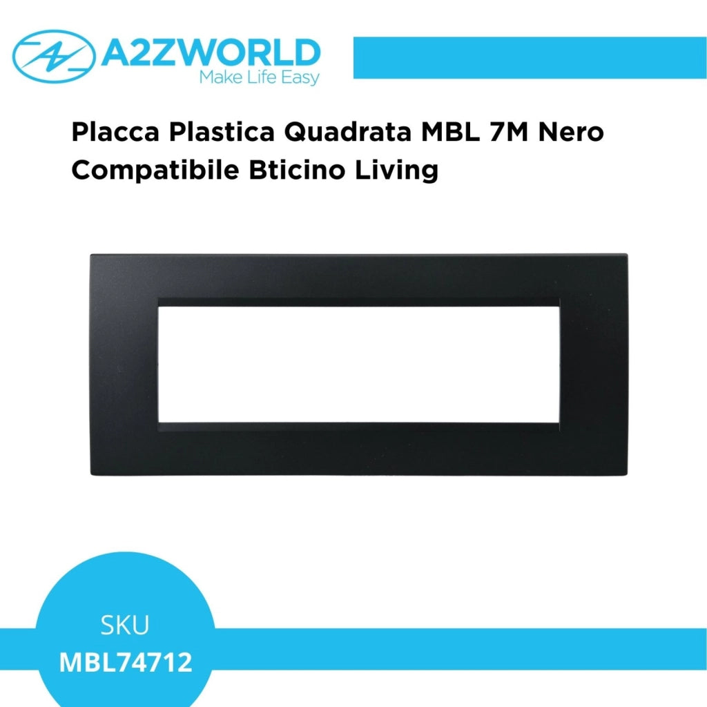 Placca Plastica Quadrata MBL 7M Nero Compatibile Bticino Living BLN89702