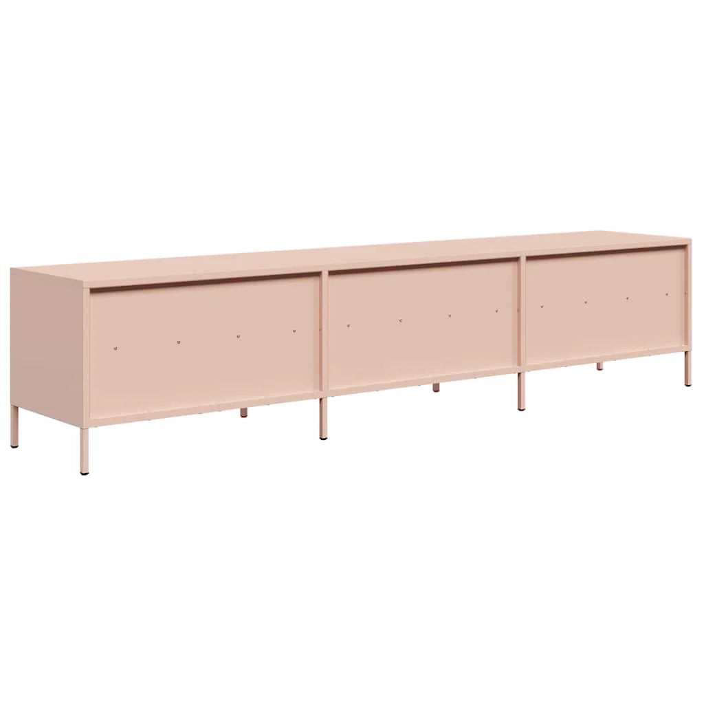 Mobile porta TV rosa con moderno vano contenitore 202 x 39 x 43 cm ampio spazio contenitivo per il soggiorno realizzato in acciaio laminato a freddo 02_0055639
