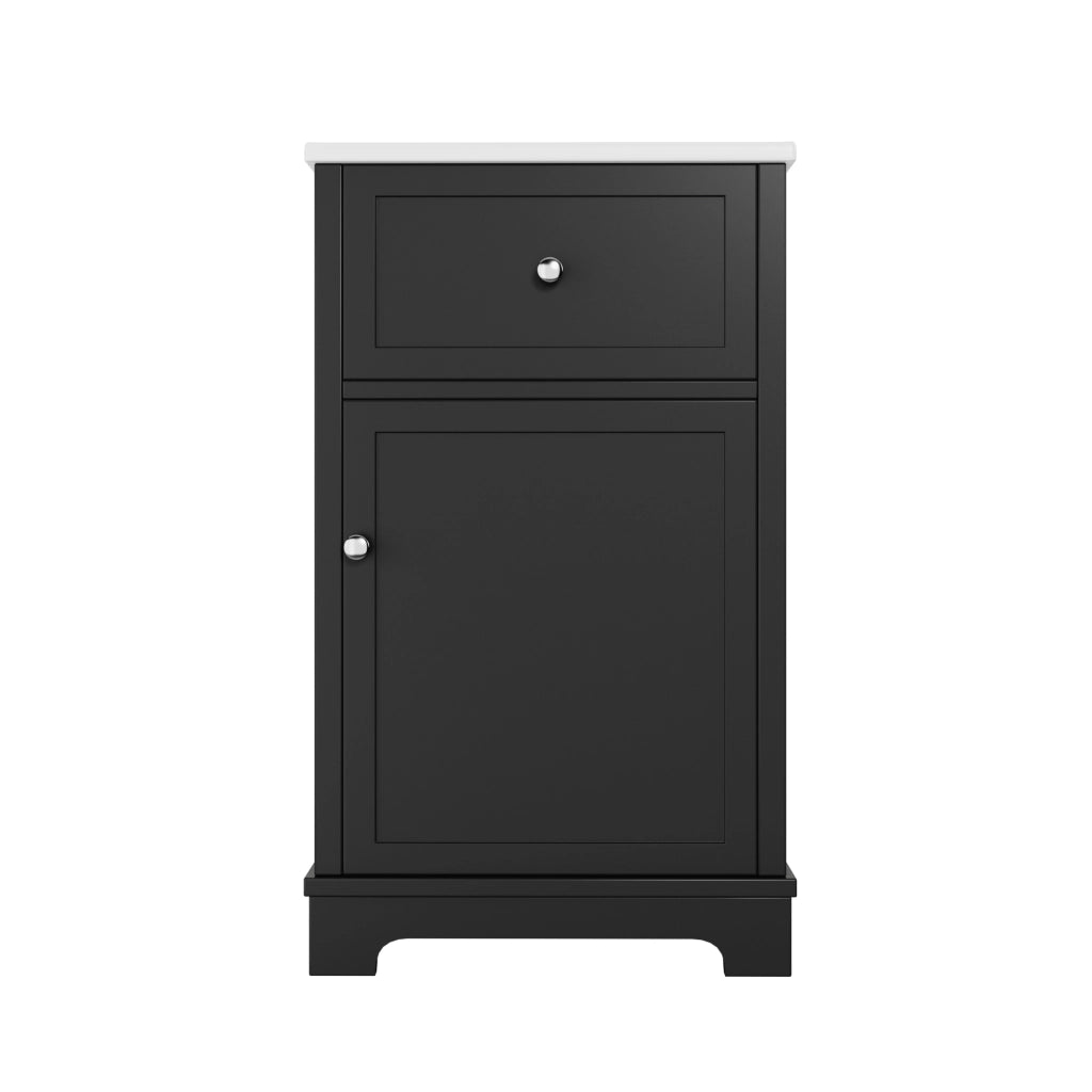 Mobile da bagno con 1 anta; 1 cassetto e ripiano regolabile; per bagno; 51×46×87 cm; nero
