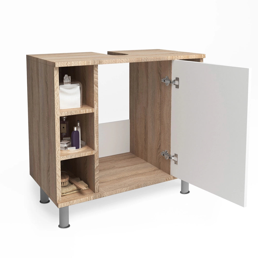 Mobile sottolavabo per bagno Fynn Sonoma/Bianco 60 x 54 cm Vicco