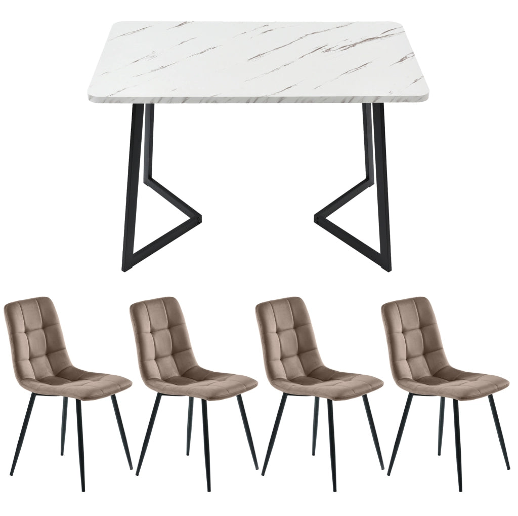 Gruppo tavolo e sedie 117x68 cm; set moderno; MDF; marrone